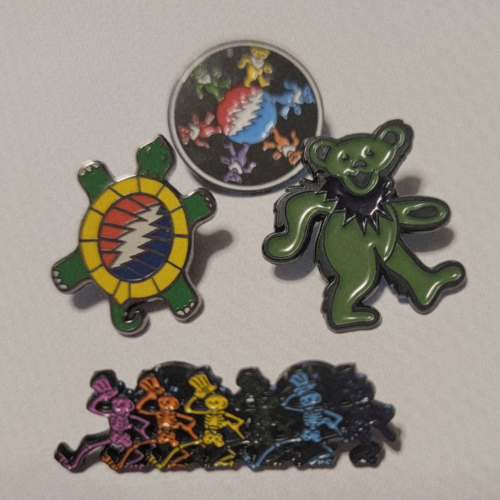 Greatful Dead Enamel Pin Set Of 4 NEW